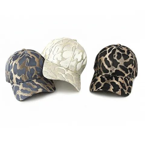 Baseball Cap Jacquard Leopard Print Polyester Sun Protection Adjustable Curved Brim Outdoor Unisex Fashion