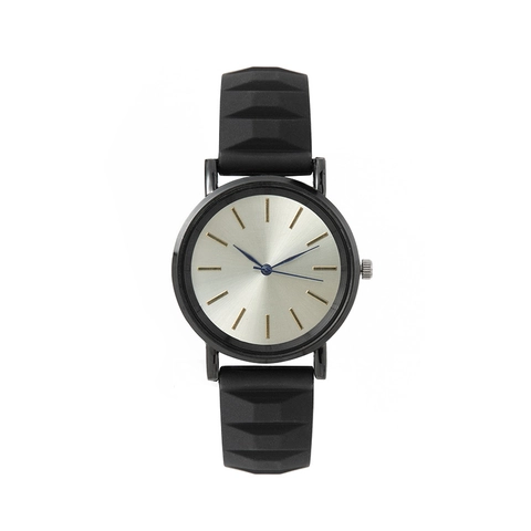 Minimalist Quartz Watch Silicone Textured Strap Sunray Dial Analog Wristwatch Casual Fashion For Men Women
