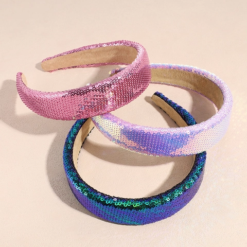Sequin Sparkling Wide Headband Padded Sponge Hair Hoop Daily Makeup Face Washing Korean Style Elegant Headpiece