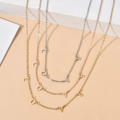 Collana Con Pendente A Lettera In Acciaio Inossidabile Gioielli Di Moda Minimalisti Per Donna Design MAMA LOVE HOPE