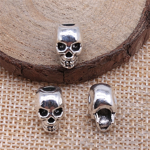 Alloy Totenkopf Perlen Retro Gothic Großloch Spacer Für Dreadlocks Haar Schmuckherstellung DIY Armband