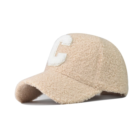 Sherpa Baseball Cap Letter C Embroidery Warm Fleece Outdoor Winter Soft Sun Hat For Women Men