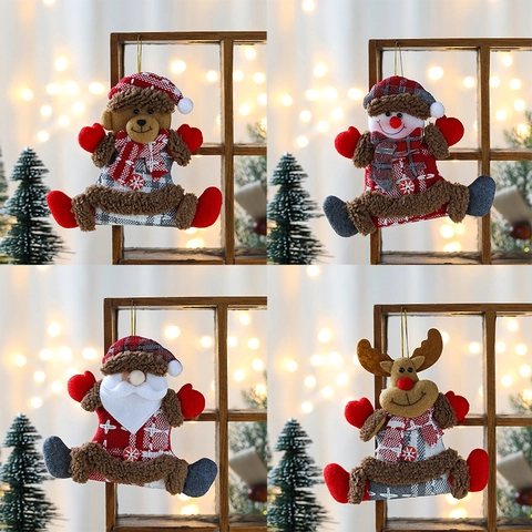 Ornamenti Appesi Natalizi Peluche Babbo Natale Pupazzo Di Neve Renna Orso Bambole Tessuto Maglia Decorazioni