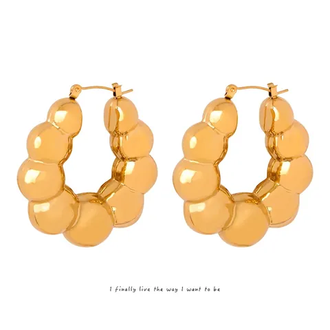 Französischer Stil Bubble Hoop Ohrringe Titanstahl Vergoldet Geometrische Chunky Minimalistische Mode Schmuck Für Frauen