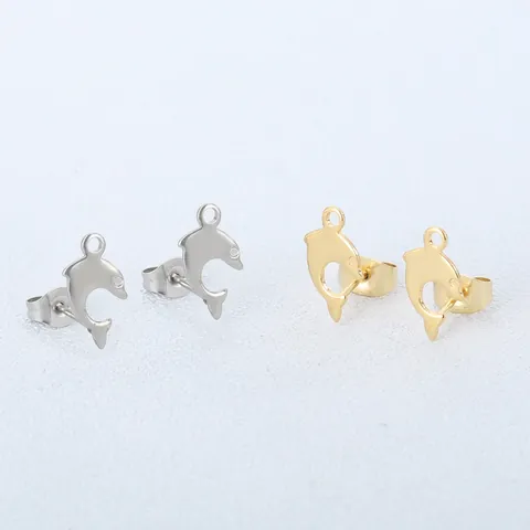 Boucles D'Oreilles Dauphin Acier Inoxydable Minimaliste Plaqué Sous Vide Forme Animale Mode Commute Bijoux Pour Femmes