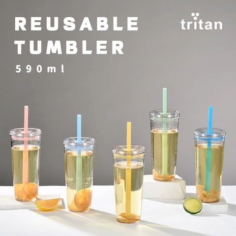 Tritan Straw Cup Clear Tumbler BPA Free Reusable Coffee Milk Tea Cold Drink Travel Mug With Cleaning Brush Lightweight