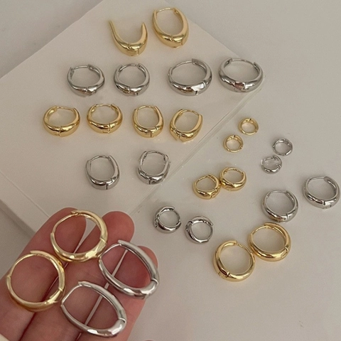 Orecchini A Cerchio Spessi Minimalisti Per Donna Stile Francese Gioielli In Rame Con Perno In Argento Sterling 925