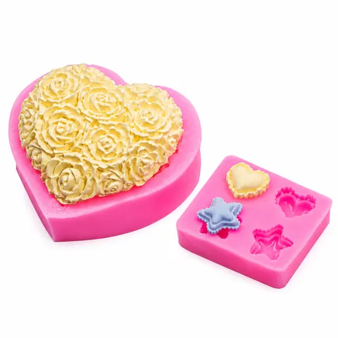 Stampo In Silicone Rosa Cuore Stella Per Decorazione Torte Cioccolato Cottura Fondente Fai Da Te San Valentino