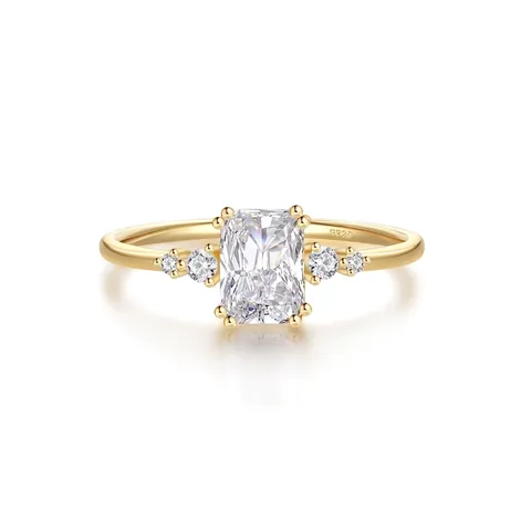 Radiant Geslepen Rechthoekige Zirkonia Ring 925 Sterling Zilver Verguld Luxe Vierkante Verloving Bruiloft Sieraden Vrouwen