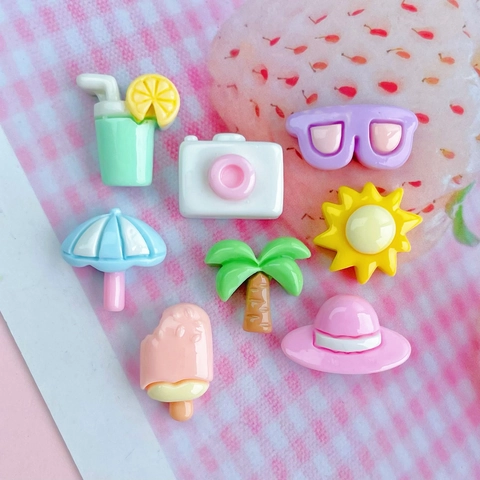 Tema Spiaggia Estate Miniature Ciondoli Resina Plastica Forme Assortite Per Creazione Gioielli DIY Nail Art Arredo Telefono Carino