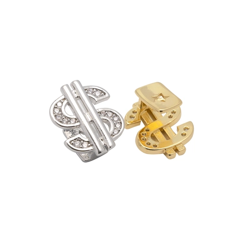 Hip Hop Dollar Sign Tooth Grillz Single Tooth Cap Gold Silver Color Zirconia Inlaid Tooth Jewelry For Men Women Accessory