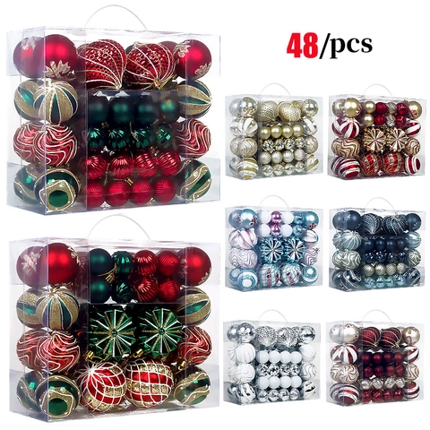 Palle Di Natale Infrangibili In Plastica Texture Dipinte Assortite Per Decorazione Albero Delle Feste Arredo Casa Stagionale Festivo