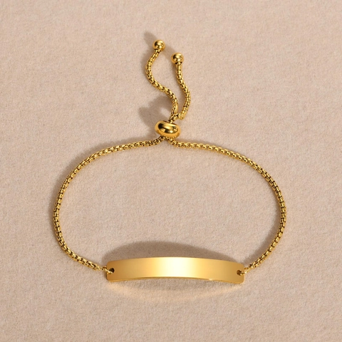 Minimalistisch Roestvrij Staal ID Bar Armband Voor Vrouwen Verstelbare Box Ketting Goud Zilver Hand Sieraden
