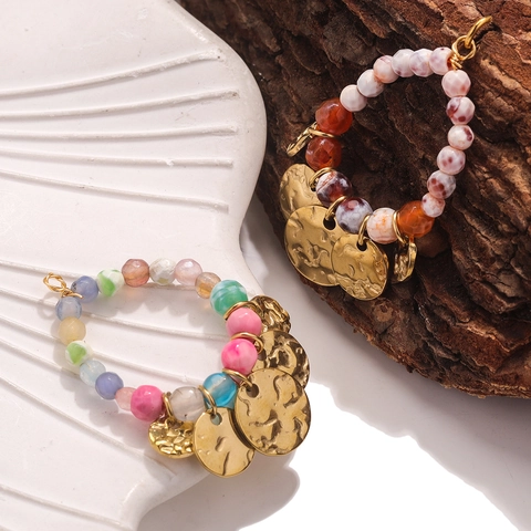 Edelstahl Bunte Perlen Hammerschlag Scheiben Anhänger Böhmische Handgefertigte Charms Für DIY Ohrringe Schmuckherstellung