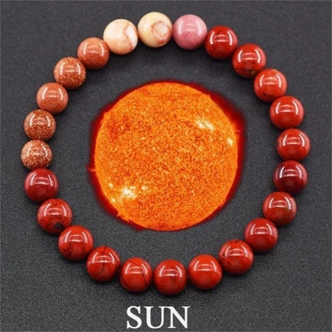 Solar System Universe Eight Planets Natural Stone Tiger Eye Beaded Bracelet Handmade Celestial Galaxy Jewelry For Men Women