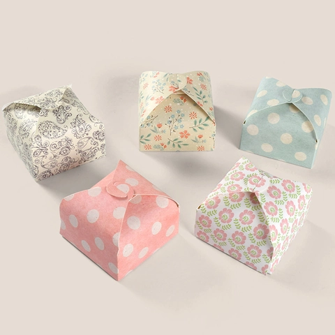 Vintage Floral Pattern Paper Gift Box Folding Paisley Polka Dot Cardboard Packaging For Handmade Soap Candle Wedding Party