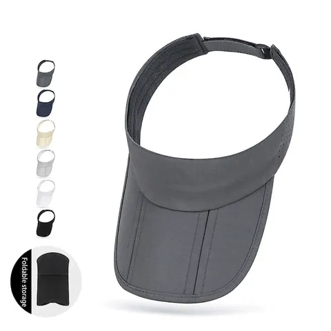 Visera De Sol Plegable Poliéster Secado Rápido Transpirable Ajustable Color Sólido Deporte Correr Maratón Tenis Golf