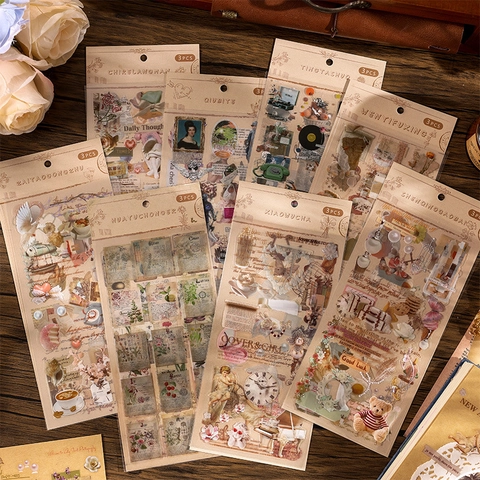 Vintage Scrapbooking Aufkleber Retro Wasserdicht PVC Deko Sticker Für Journaling Kunsthandwerk Schreibwaren