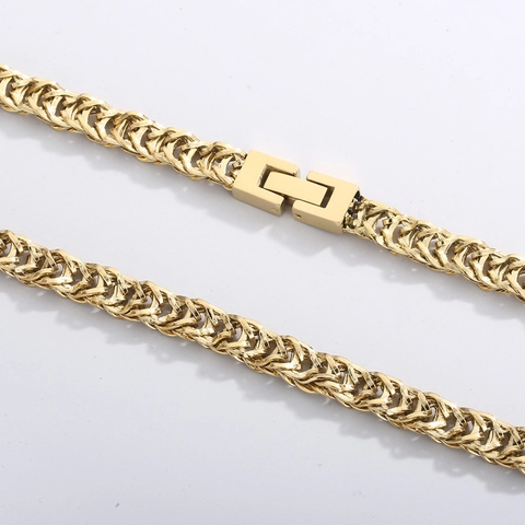 Collana A Catena Intrecciata In Acciaio Inossidabile Maglia Di Grano Densa Hip Hop Punk Gioielli Minimalisti Per Uomo Fibbia Quadrata