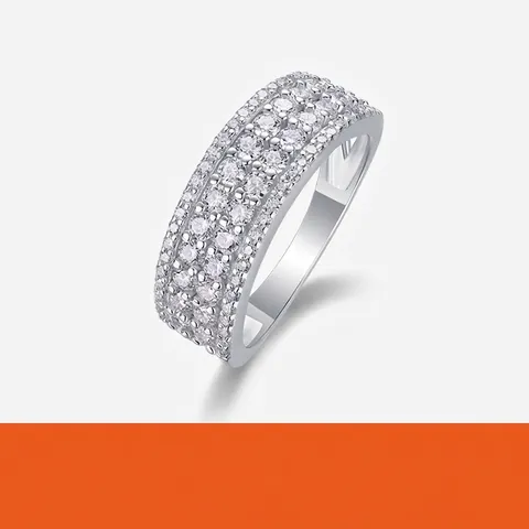 925 Sterlingsilber Moissanit Pavé Mehrreihiger Hochzeits Verlobungsring Luxuriöser Damen Feiner Schmuck Jubiläumsgeschenk