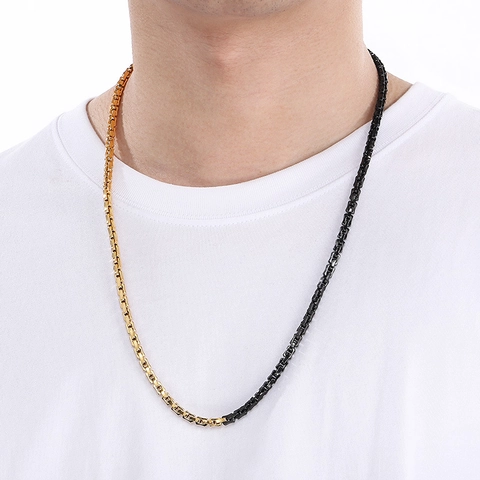 Collana A Catena In Acciaio Inossidabile Bicolore Oro E Nero Gioielli Per Uomo E Donna Moda
