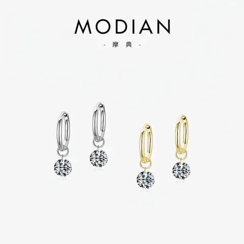 925 Sterling Zilveren Huggie Hoop Oorbellen Met Ronde Zirconia Hanger Elegante Minimalistische Sieraden Voor Dames