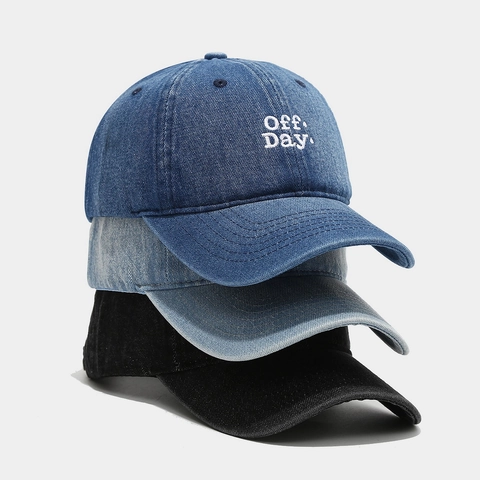 Cappello Da Baseball In Denim Lavato Ricamato Off Day Per Donne Uomini Vintage Casual Protezione Solare Regolabile