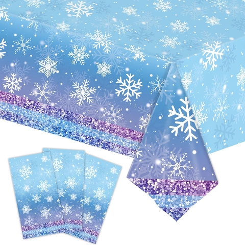 Mantel De Navidad Copo De Nieve Desechable PE Impermeable Resistente Al Aceite Degradado Decoración Mesa Fiesta Invierno