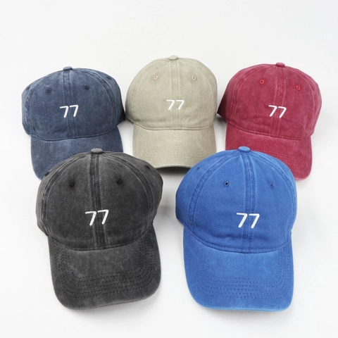 Cappello Da Baseball In Cotone Lavato Retrò Con Ricamo 77 Regolabile Cappello Da Sole Allaperto Per Uomini Donne