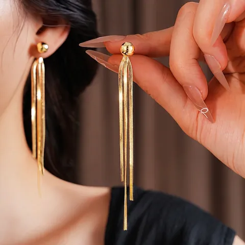 Schlangenkette Lange Quasten Ohrringe Legierung Mit Silber Ohrstecker Minimalistischer Modeschmuck Für Damen