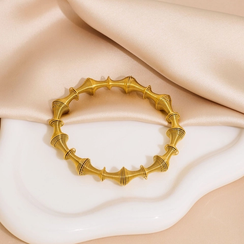 Brazalete De Acero Inoxidable Espiral Resorte Geométrico Joyería Minimalista Para Mujeres