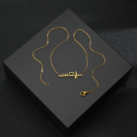 Herzschlag EKG Herz Anhänger Halskette Edelstahl LOVE Puls Buchstabe Minimalistischer Schmuck Für Damen