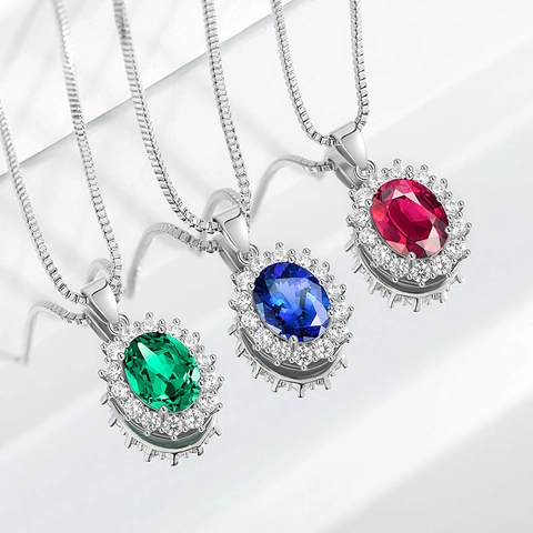 Collier Pendentif Vintage Ovale Pierre Précieuse Élégant Collier Halo en Cuivre Zirconia pour Femmes Mariage Fête Bijoux