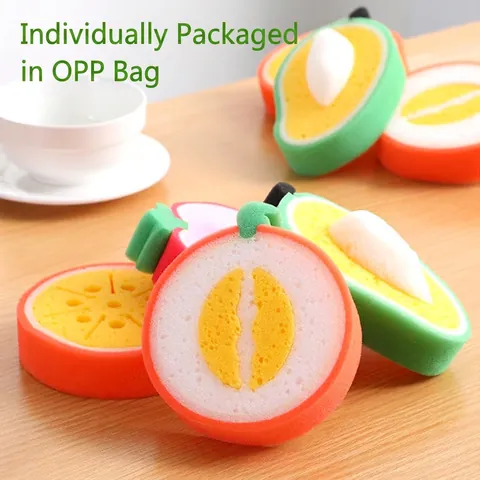 Fruit Shaped Kitchen Cleaning Sponge Thickened Polyurethane Dish Scrubber For Pots And Bowls Decorative Household Scouring Pad