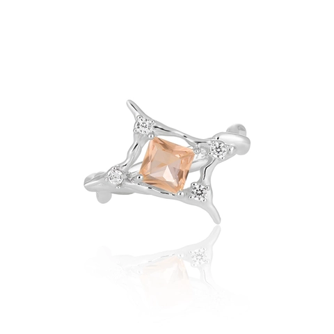 925 Sterling Silver Square Rhinestone Open Ring For Women Adjustable Star Geometric Luxury Fashion Jewelry Finger Ring Gift