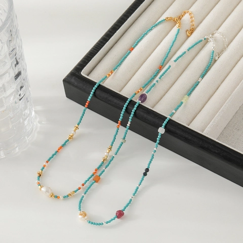 Collana di Perline Dopamina Fatta a Mano Perla d'Acqua Dolce Pietra Naturale Choker Gioielli di Moda per Donna Regalo