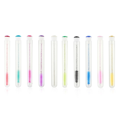 Disposable Eyelash Brush With Portable Tube Glitter Handle Mascara Wand Spoolie For Eyelash Extensions Eyebrow Grooming