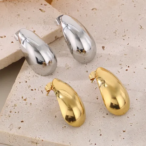 Pendientes De Botón De Acero Inoxidable Con Forma De Gota De Agua Pulidos Minimalistas Joyas De Lujo Ligeras Para Mujeres