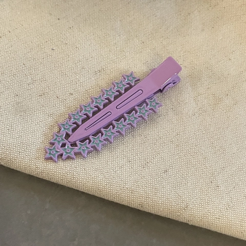 Pince à Cheveux Bec de Canard Étoile Couleur Bonbon Barrette Latérale Géométrique Sans Trace en Métal pour Femmes Filles