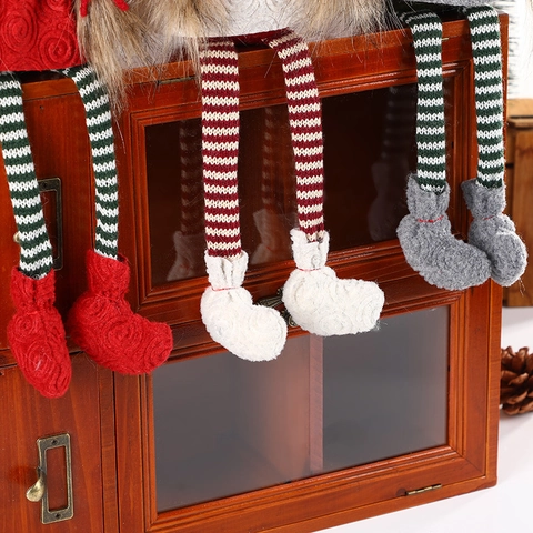 Gnomes De Noël En Peluche Décorations Longues Jambes Rayées Tomte Nain Sans Visage Fait Main Bonnet Tricot Décor Bureau