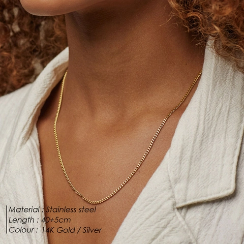 Classic Cuban Chain Necklace Stainless Steel Minimalist Versatile Jewelry For Men And Women Fashionable Curb Link Style