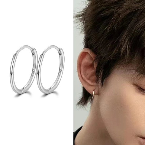 925 Sterling Silver Hoop Earrings Minimalist Smooth Geometric Round Circle Earrings For Women Men Fashion Jewelry Gift