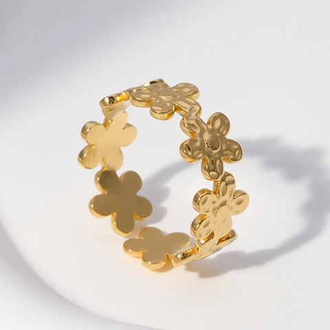 Anillo Abierto Flor Margarita Acero Inoxidable Ajustable Calado Joyería Minimalista Regalo Para Mujeres Niñas