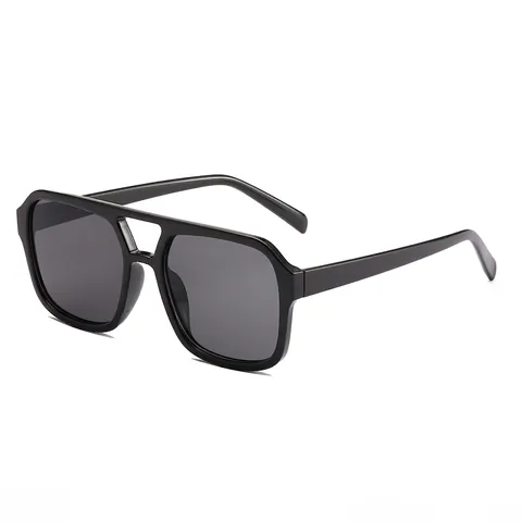 Lunettes De Soleil Carrées Surdimensionnées Mode Double Pont Monture PC Protection UV400 Style Rétro Pour Hommes Et Femmes