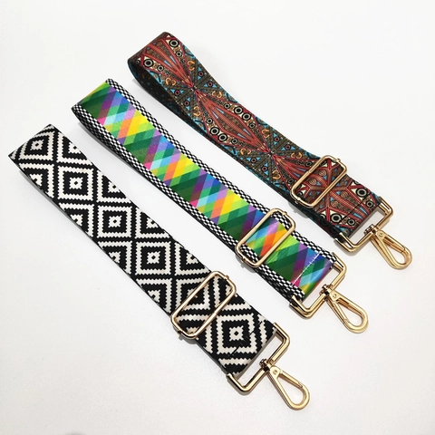 Verstellbarer Breiter Taschengurt Böhmisch Ethnisch Ersatzgurt Für Handtaschen Damen Umhängetasche Riemen Bunt Geometrisch Bedruckt Zubehör