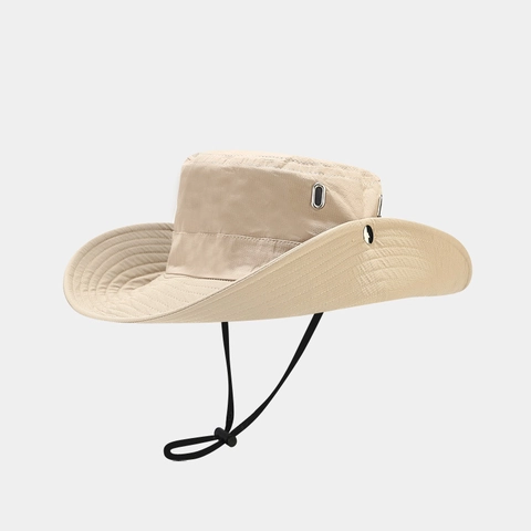 Outdoor Sun Hat Wide Brim Waterproof Breathable Polyester Bucket Hat For Hiking Fishing Climbing Windproof Adjustable