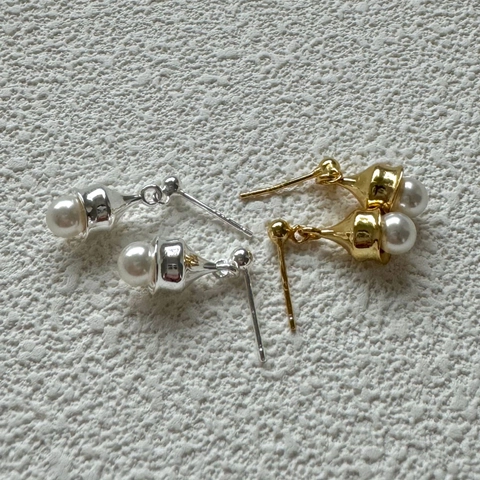 Bell Shape Imitation Artificial Pearl Drop Earrings With 925 Sterling Silver Earring Post Minimalist Elegant Style For Women