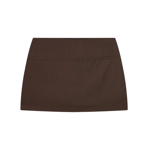 Solid Coffee Brown Polyester Mini Skirt High Waisted A-Line Slim Fit Streetwear Fashion Women Sexy Short Skirt