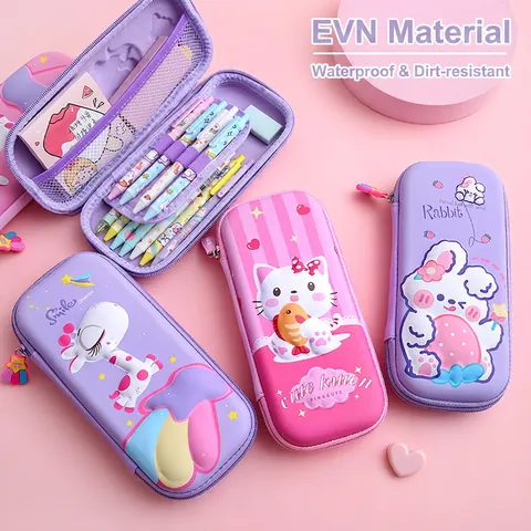 Astuccio 3D Per Bambini EVA Guscio Duro Grande Capacità Cartone Animato Scatola Di Cancelleria Organizzatore Scolastico Design In Rilievo