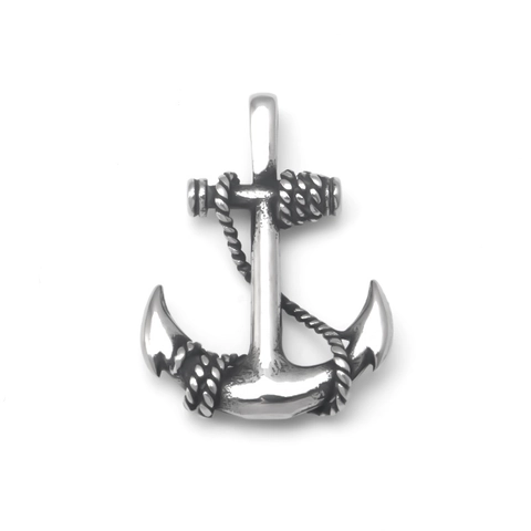 Retro Ship Anchor Pendant Necklace Stainless Steel Pirate Rope Wrapped Nautical Jewelry For Men Vintage Silver Color